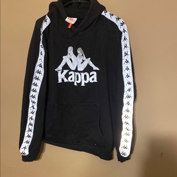 Kappa Black Hoodie with Logo and Side Stripes - Picture 1 of 1